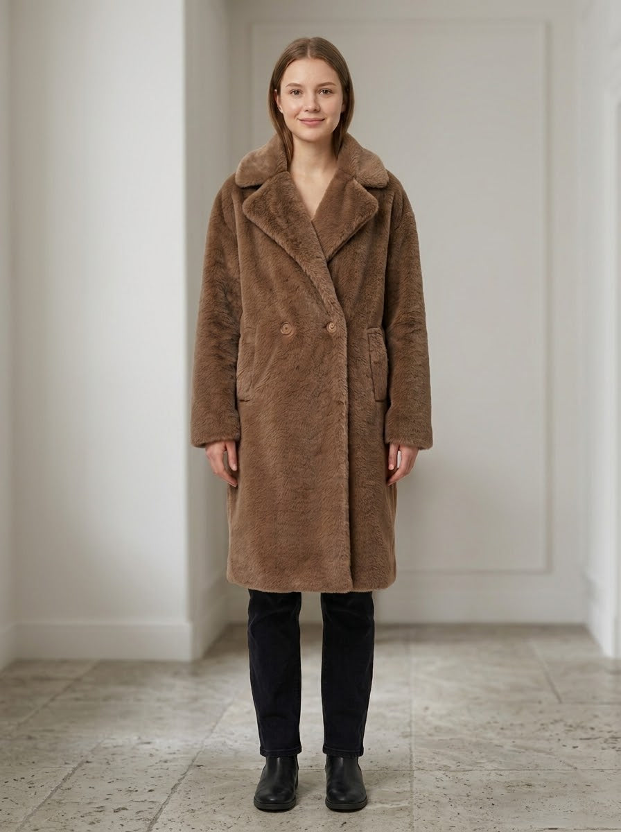 Women's Plush Faux Fur Long Coat